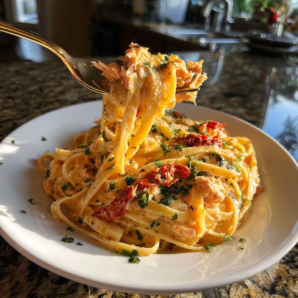 Sundried Tomato Salmon Fettuccine