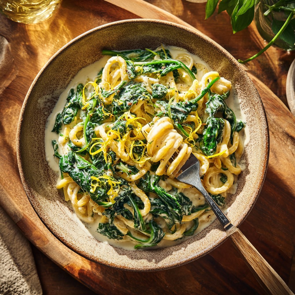 Pasta with Spinach and Lemon Cream